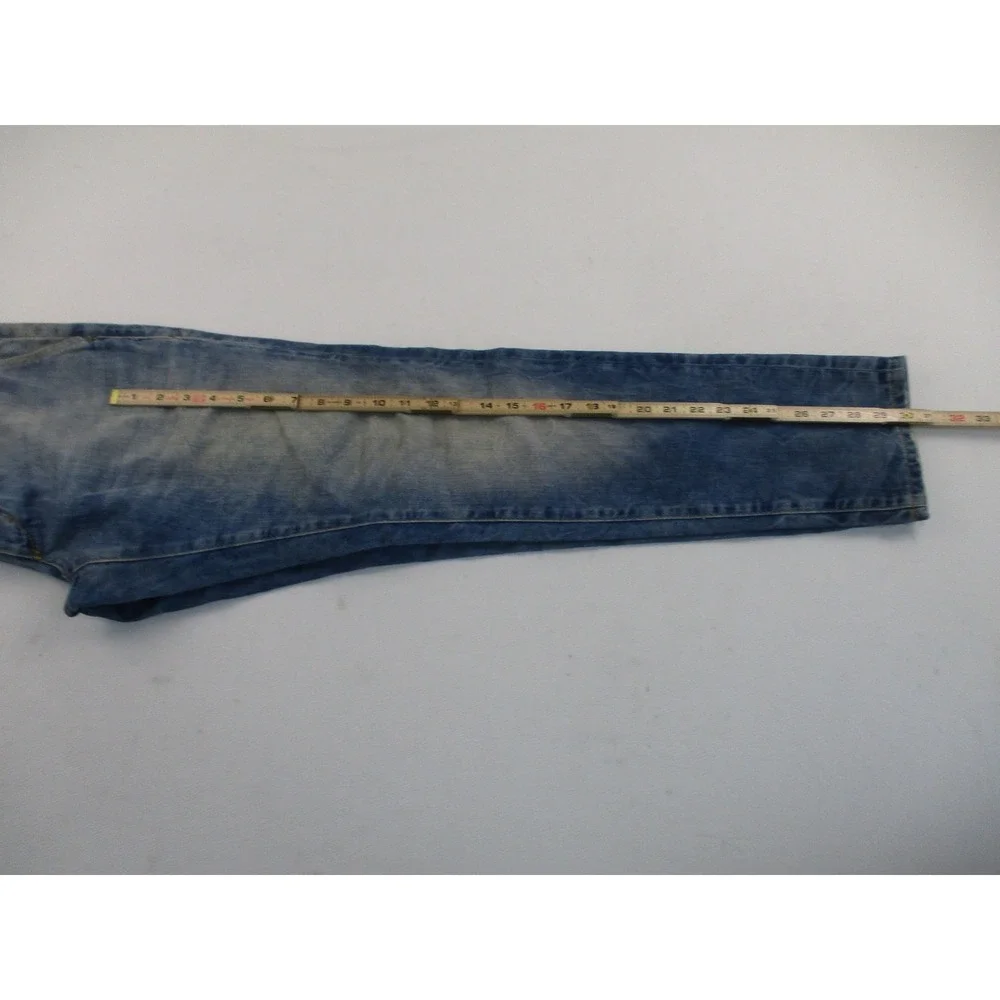 Antony Morato Jeans Mens 30 Blue Gold Denim Slim Fit Light Wash Distressed Vtg